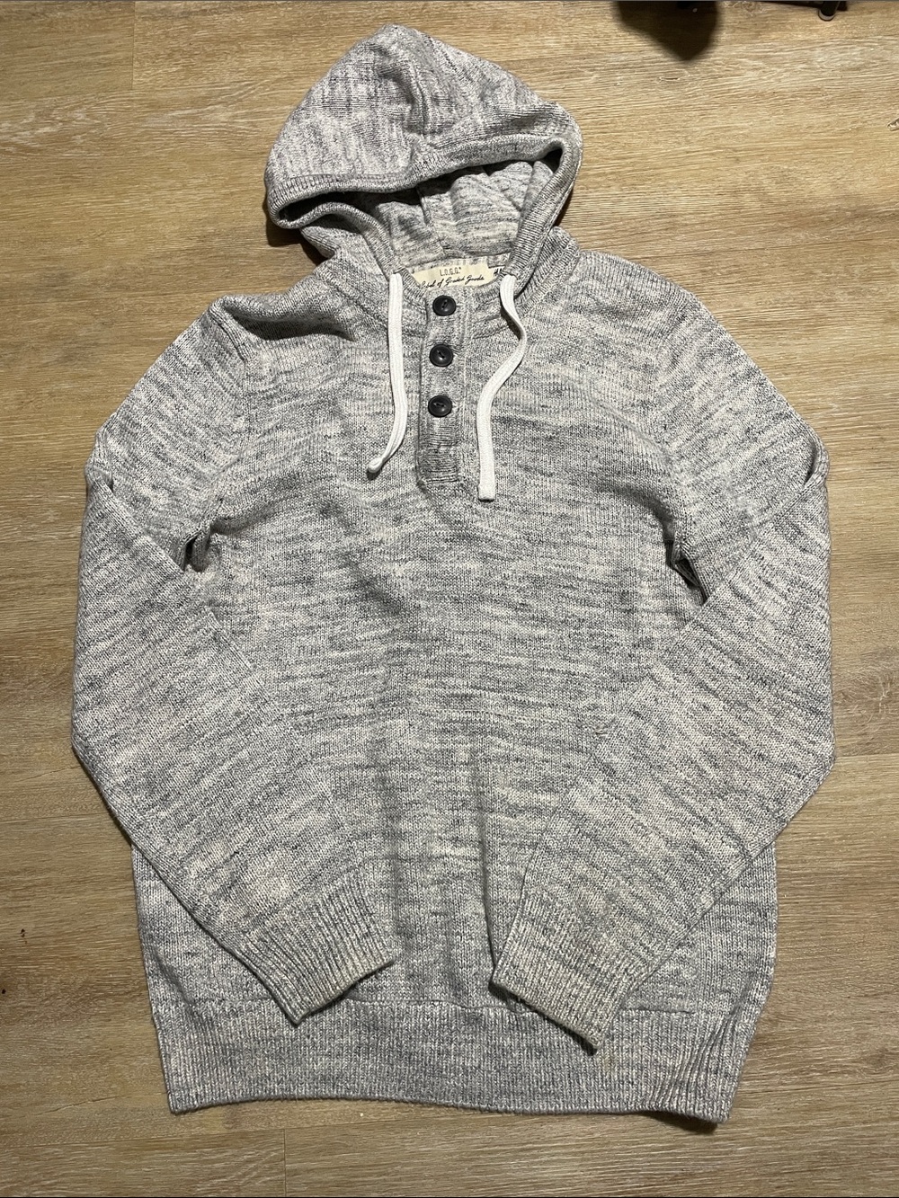 H&M Light Gray Marled Hooded Crewneck Sweater 100% COTTON